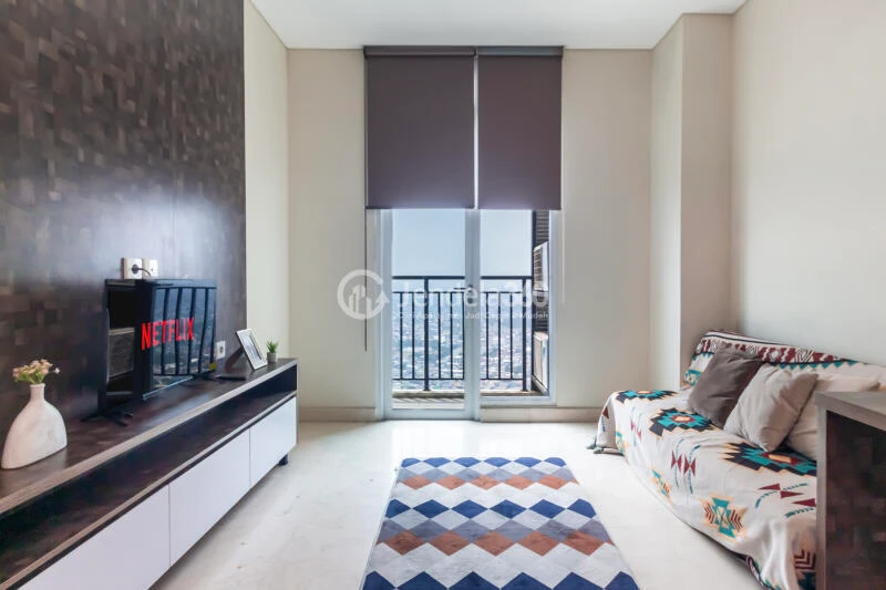 Living Room High Floor 2BR Apartment with City View at Puri Orchard Apartment