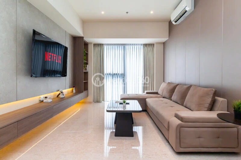 Living Room Low Floor 3BR Apartment with  View at Branz Mega Kuningan Apartment