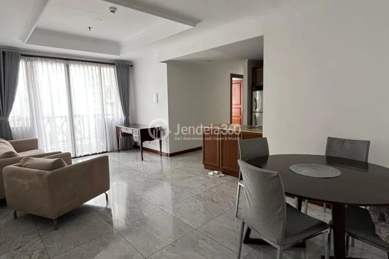 Living Room Flawless 3BR Apartment Middle Floor with City View at Simprug Indah Apartment