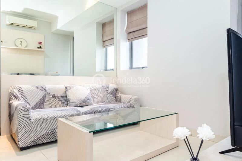 Living Room High Floor 2BR Apartment with city View at The Mansion Kemayoran Bougenville