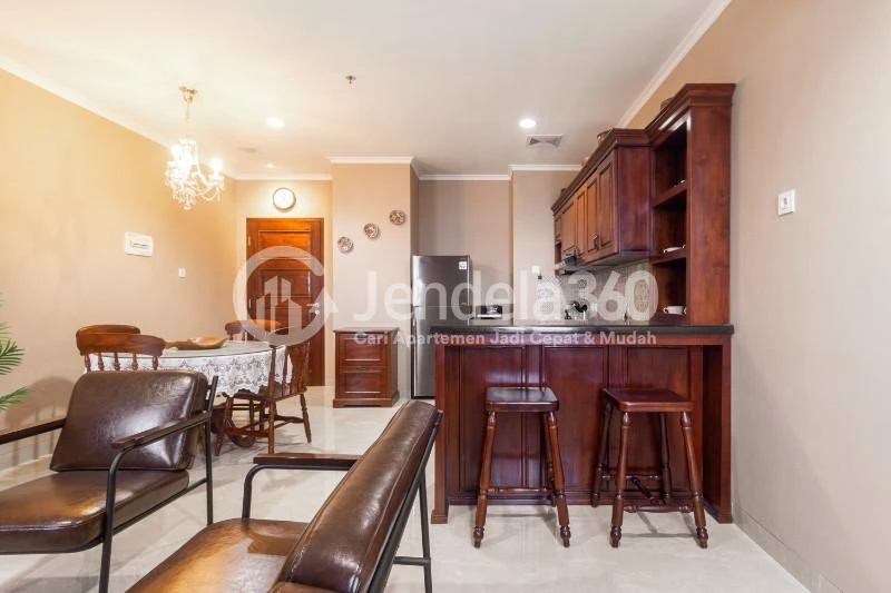 Living Room 1BR Apartment with City View at Cervino Village