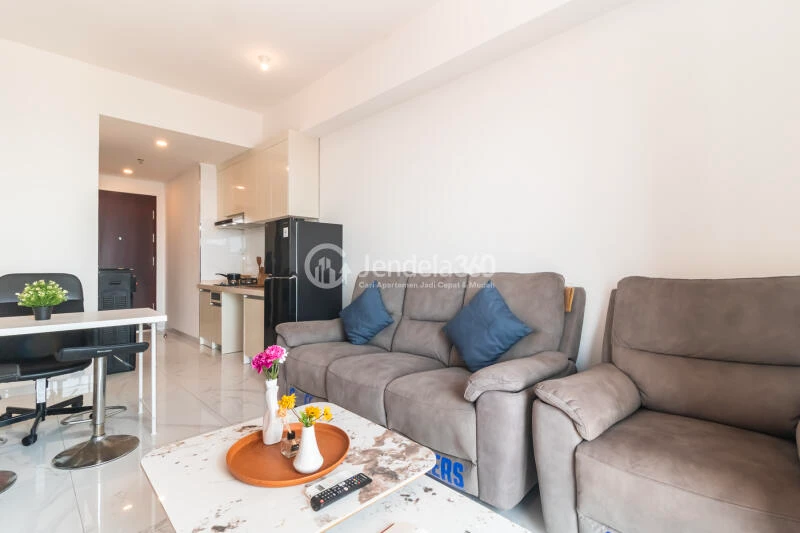 Living Room Homey 2BR Apartment at Sky House Alam Sutera Tower C2