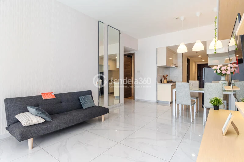 Living Room 3BR Apartment with  View at Sky House BSD Apartment