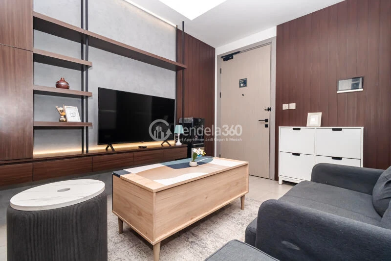 Living Room High Floor 2BR Apartment with City View at Fatmawati City Center Apartment