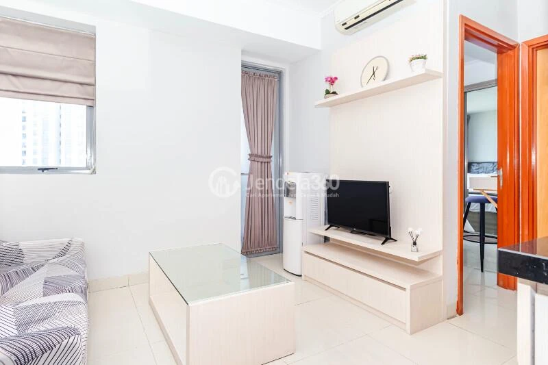 Living Room High Floor 2BR Apartment with city View at The Mansion Kemayoran Bougenville