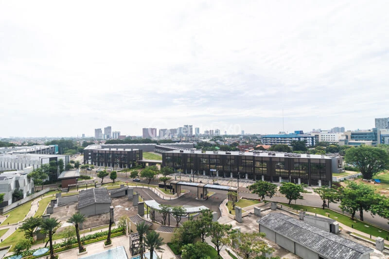 Balcony Restful 2BR Apartment with City View at Fatmawati City Center Apartment