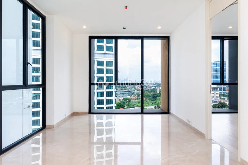 Living Room Middle Floor 1BR Apartment with City View at Izzara Apartment
