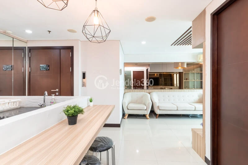 Living Room Elegant 2BR Apartment Low Floor with City View at Sky Terrace Apartment