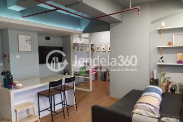 Living Room Cozy 1BR Apartment at Grand Asia Afrika Residence Tower B