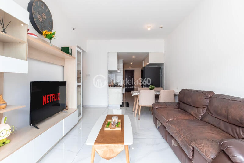 Living Room Lovely 3BR Apartment Low Floor with  View at Sky House BSD Apartment