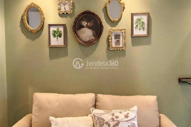 Living Room High Floor 2BR Apartment with City View at Kalibata City Apartment
