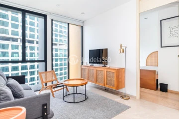 Living Room Flawless 2BR Apartment Middle Floor with Toll Road View at Izzara Apartment