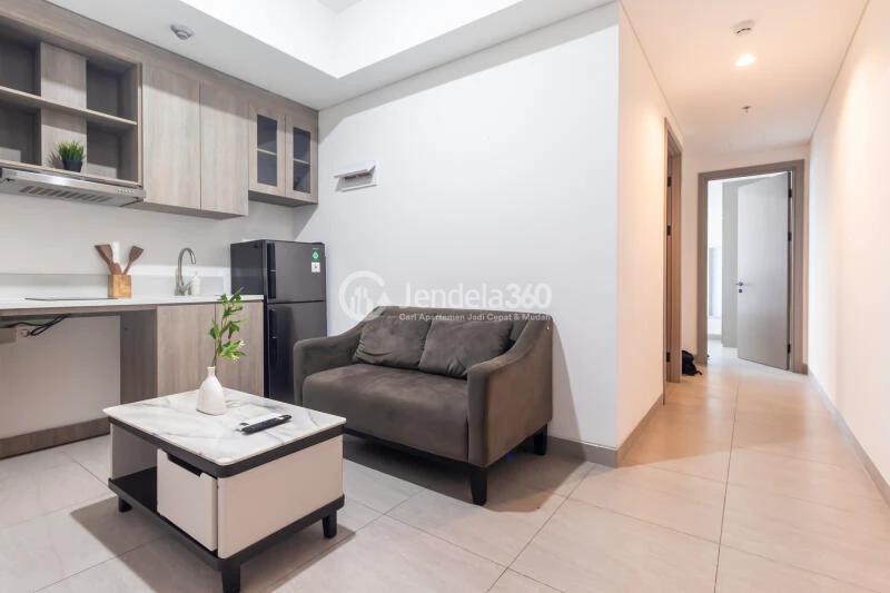 Living Room Middle Floor 2BR Apartment with City View at Fatmawati City Center Apartment