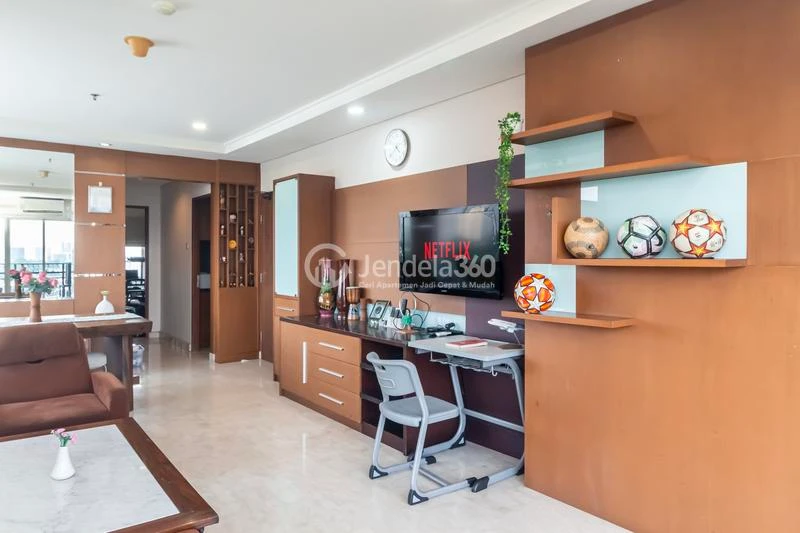 Living Room 3BR Apartment with City View at Permata Hijau Residence