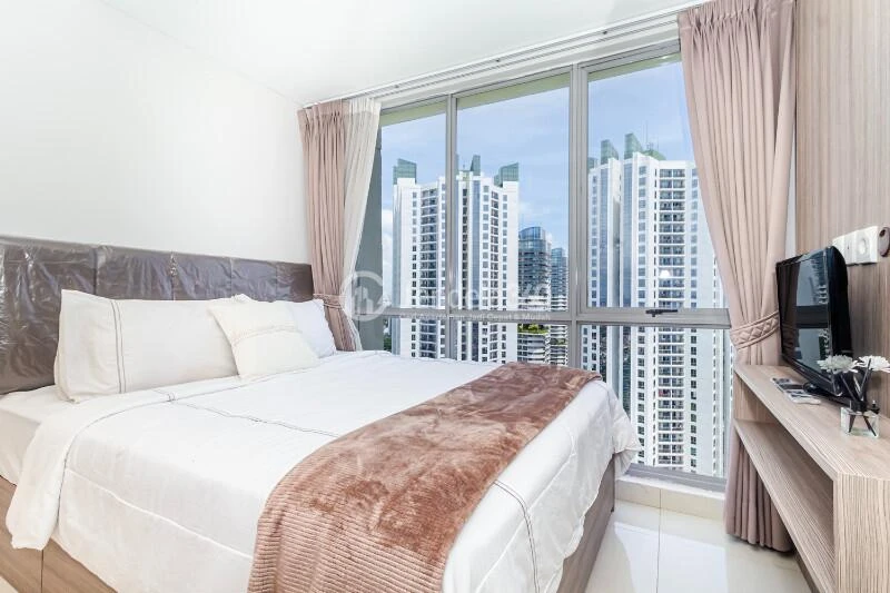 Bedroom 1 High Floor 2BR Apartment with city View at The Mansion Kemayoran Bougenville