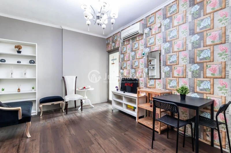 Living Room Tidy 1BR Apartment High Floor with City View at Mediterania Garden Residence 1