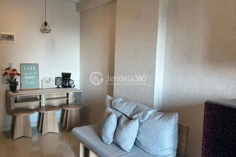 Living Room Cozy 2BR Apartment at Oak Tower Apartment Low Floor