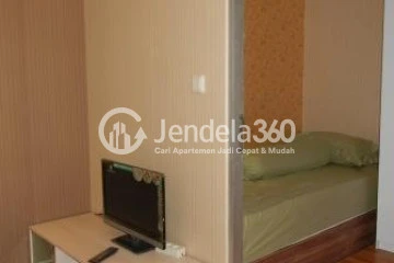 Living Room Middle Floor Studio Apartment with City View at Menteng Square Apartment