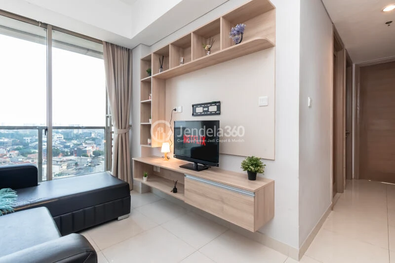 Living Room 3BR Apartment with City View at Taman Anggrek Residence