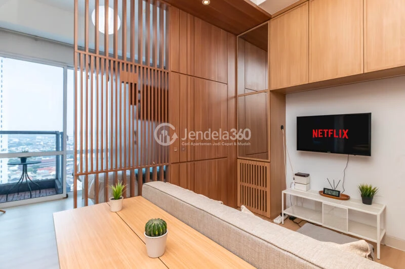 Living Room Affordable 1BR Apartment High Floor with city View at Puri Mansion