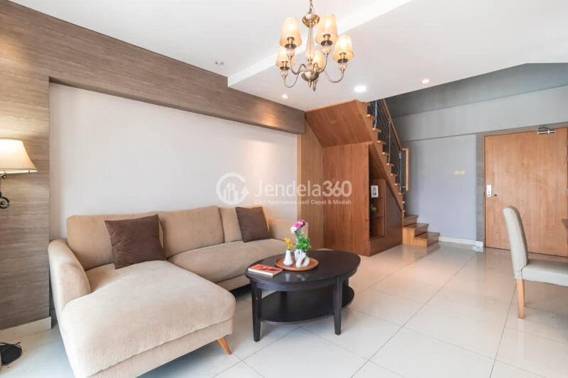 Living Room Decorative 3BR Apartment at Maqna Residence Low Floor