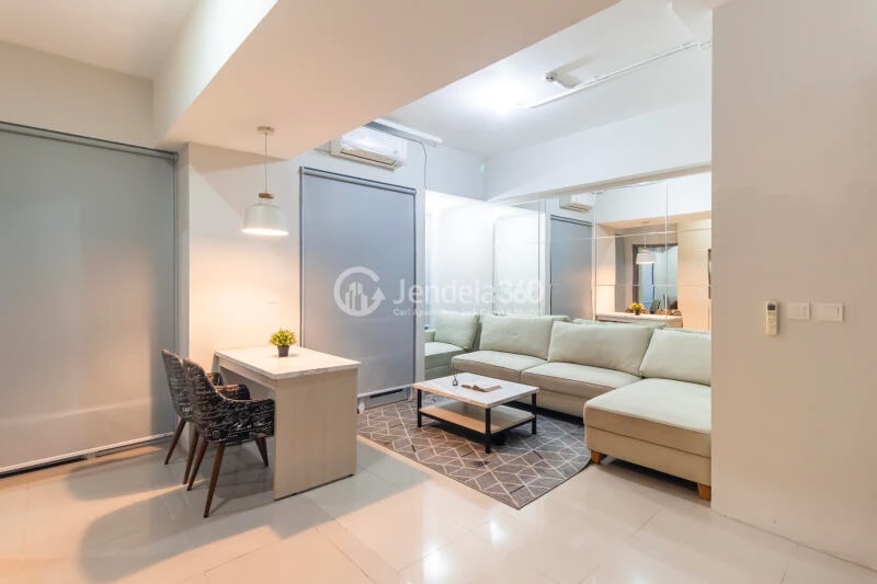 Living Room 1BR Apartment with City View at Vasanta Innopark Apartment