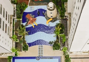 Balcony Stylish 3BR Apartment High Floor with pool and city view View at Bassura City Apartment