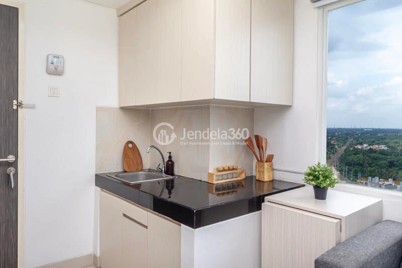 Kitchen Modern 2BR Apartment Middle Floor with City View at Serpong Garden Apartment