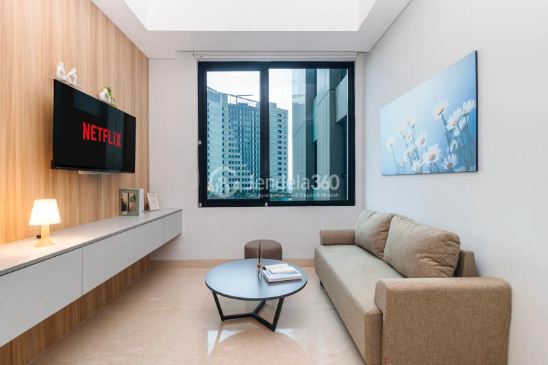Living Room Comfy 1BR Apartment at Southgate Residence Connected to AEON Mall Tanjung Barat