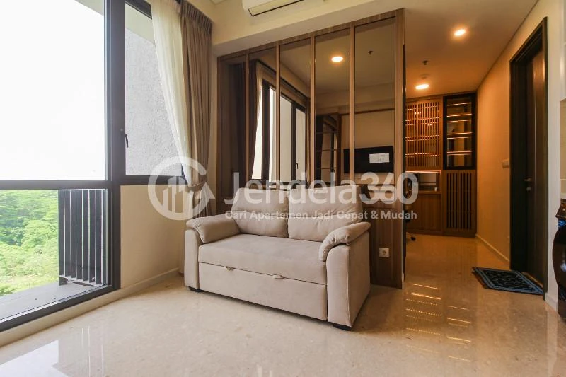 Living Room Low Floor 1BR Apartment with City View at Condominium Marigold Navapark Apartment