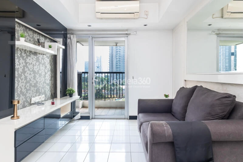 Living Room Strategic Location 2BR Apartment Low Floor with City View at The Wave Apartment