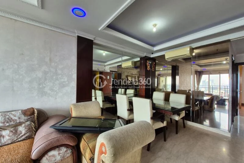 Living Room 3BR Apartment with City View at Permata Hijau Residence