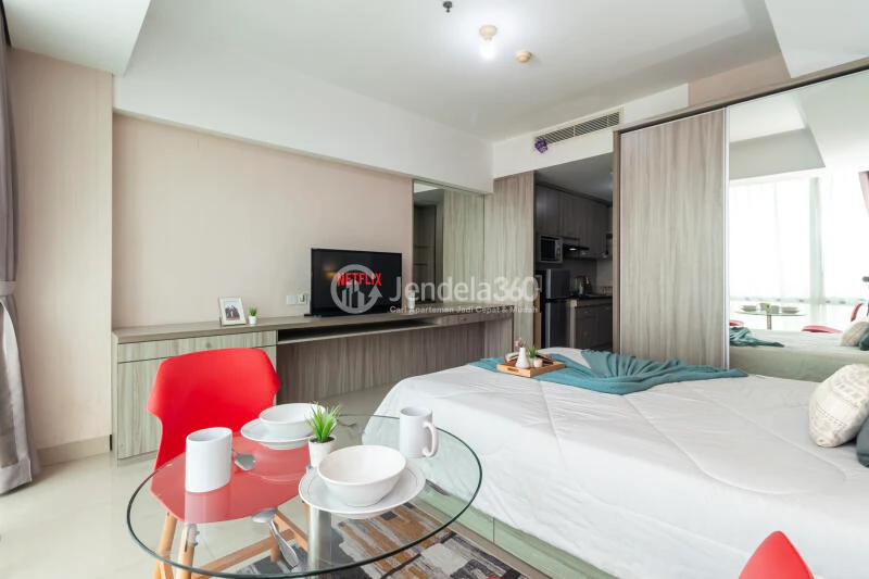 Bedroom Middle Floor Studio Apartment with city View at U Residence Karawaci