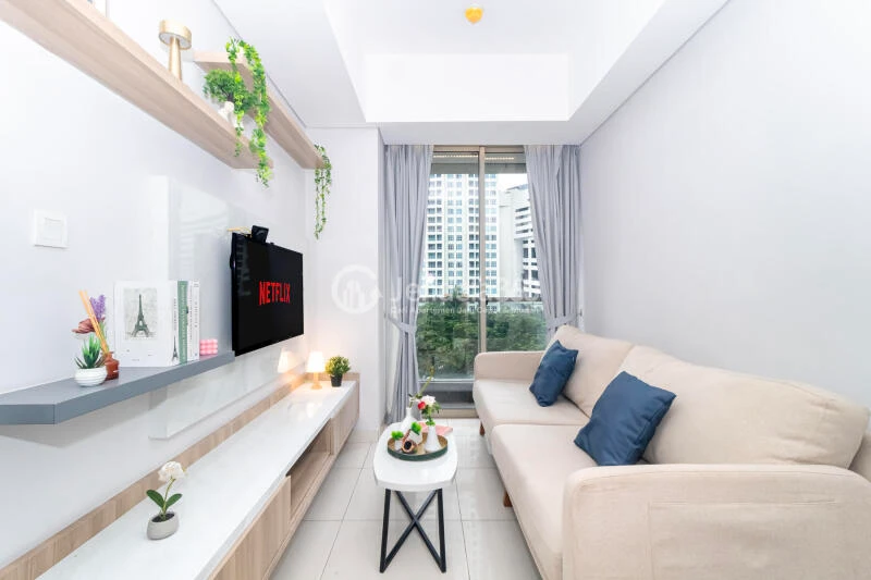 Living Room 2BR Apartment with City View at Taman Anggrek Residence