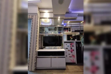 Kitchen Middle Floor 2BR Apartment with Jalan Asia Afrika View at Grand Asia Afrika Residence