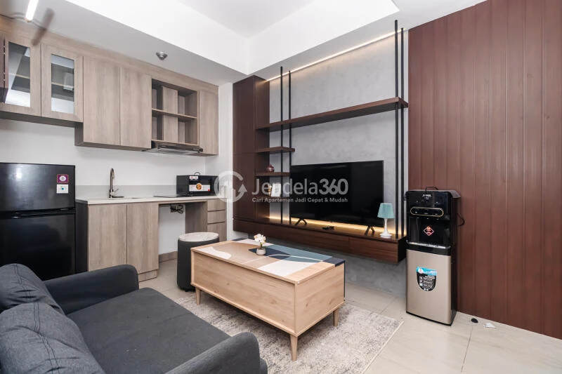 Living Room High Floor 2BR Apartment with City View at Fatmawati City Center Apartment