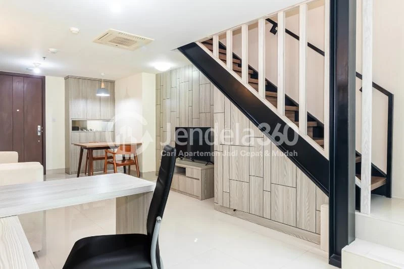 Living Room High Floor 1BR Apartment with City View at U Residence Karawaci