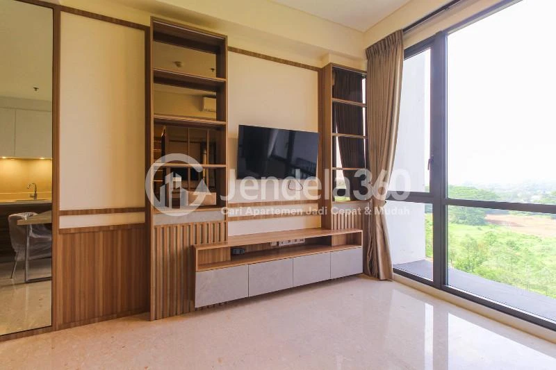 Living Room Low Floor 1BR Apartment with City View at Condominium Marigold Navapark Apartment