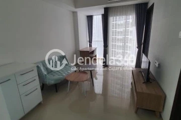 Living Room High Floor 2BR Apartment with City View at Pacific Garden Apartment