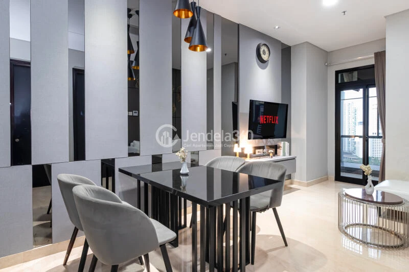 Dining Room Elegant 3BR Apartment Middle Floor with City View at Sudirman Suites Jakarta