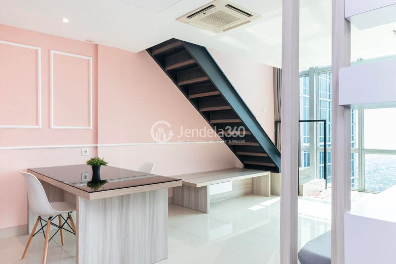 Living Room Homey 1BR Apartment High Floor with City View at U Residence Karawaci
