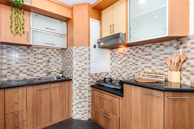 Kitchen Spacious 2BR Apartment Middle Floor with  View at Mediterania Garden Residence 1