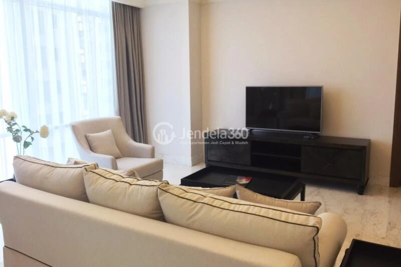 Living Room Simply Look 2BR Apartment Middle Floor with City View at Botanica Apartment