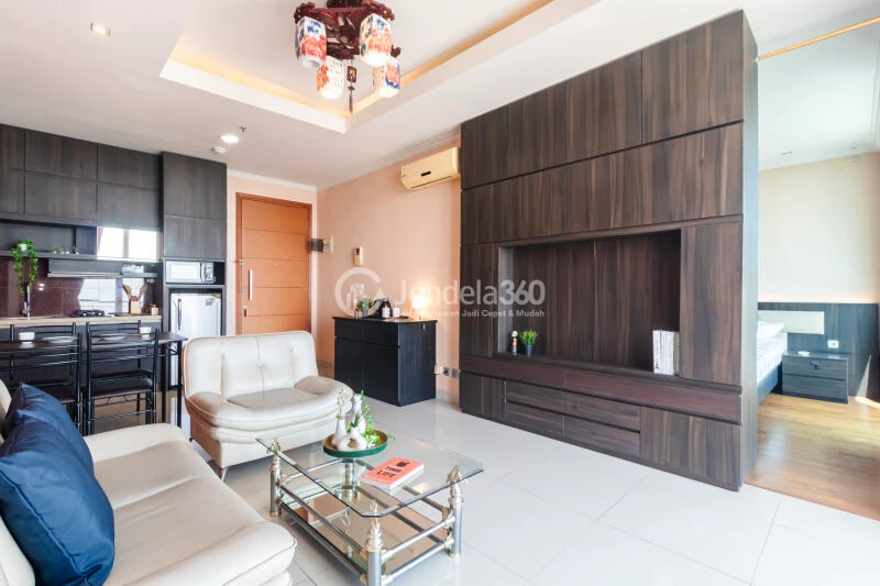 Living Room Fancy 1BR Apartment at Ancol Mansion Apartment High Floor
