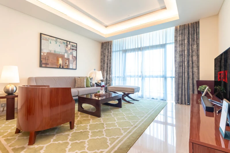 Living Room 2BR Apartment with - View at Shangri-La Residence