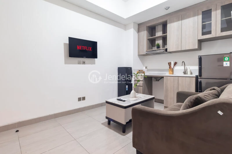 Living Room Middle Floor 2BR Apartment with City View at Fatmawati City Center Apartment