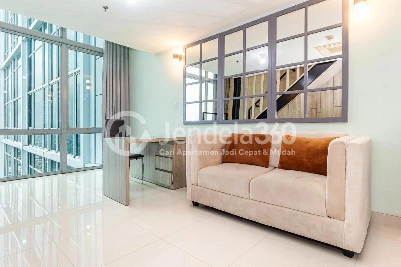 Living Room High Floor 1BR Apartment with City View at U Residence Karawaci