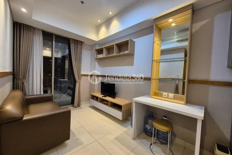 Living Room Low Floor 2BR Apartment with City View at Taman Anggrek Residence