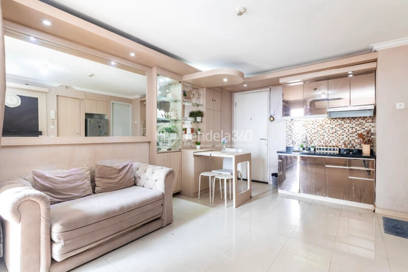 Living Room High Floor 3BR Apartment with city View at Bassura City Apartment