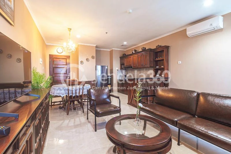 Living Room 1BR Apartment with City View at Cervino Village